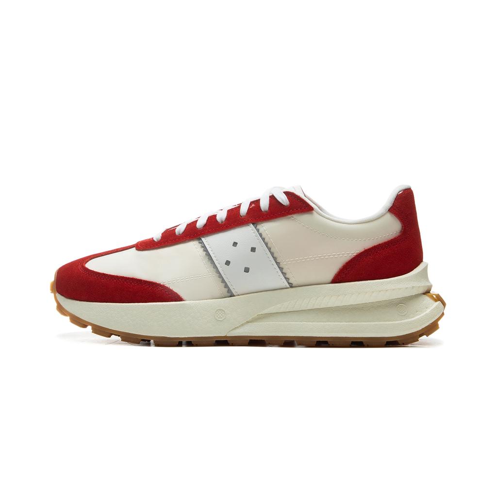 Li Ning Light Boat Reflective Trendy Sports Non-Slip Wear-Resistant Mid-Top Casual Shoes Unisex Casual Shoes Beige Red AZGV073-4