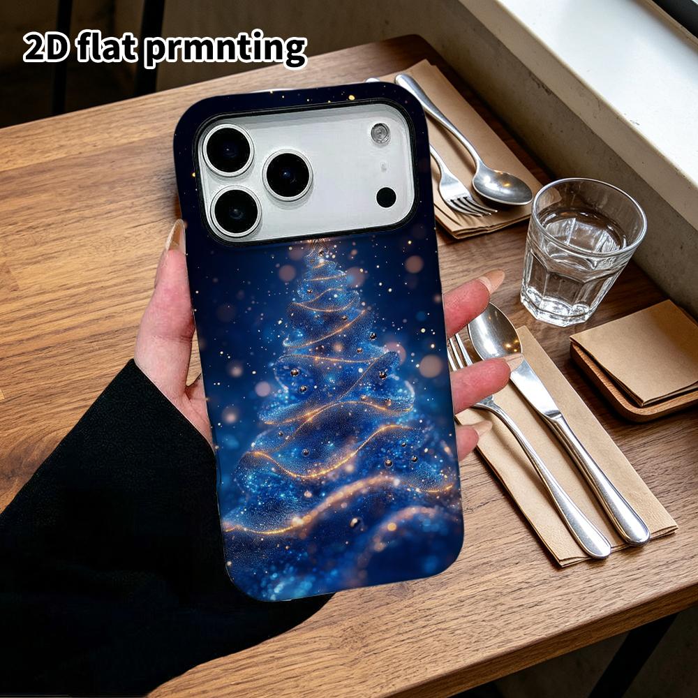 Phone Case: 2D Flat Design Suitable for iPhone 18 17 16 15 14 13Pro Film Protective Case, Couple Style, Glitter Christmas Tree, Christmas and Hallowee