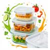 Zestaw Pojemników Szklanych Hermetycznych Kwadratowych 3X Na Posiłki Lunch