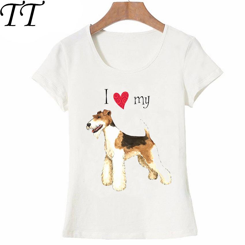 I Love my Wire Fox Terrier tshirt summer fashion women T shirt Woman short sleeve casual Tees lovely girl Tops