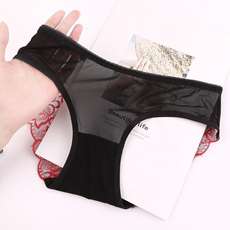 Women Transparent Panties Seamless Briefs Sexy Embroidery Underwear Women K58