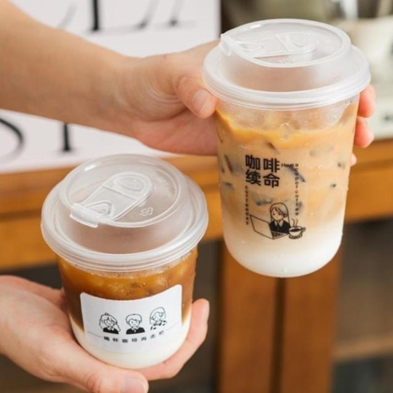 Clear U-shaped Coffee Cups Lidded 10Pcs Disposable for Milk Tea Drinking Pleasure