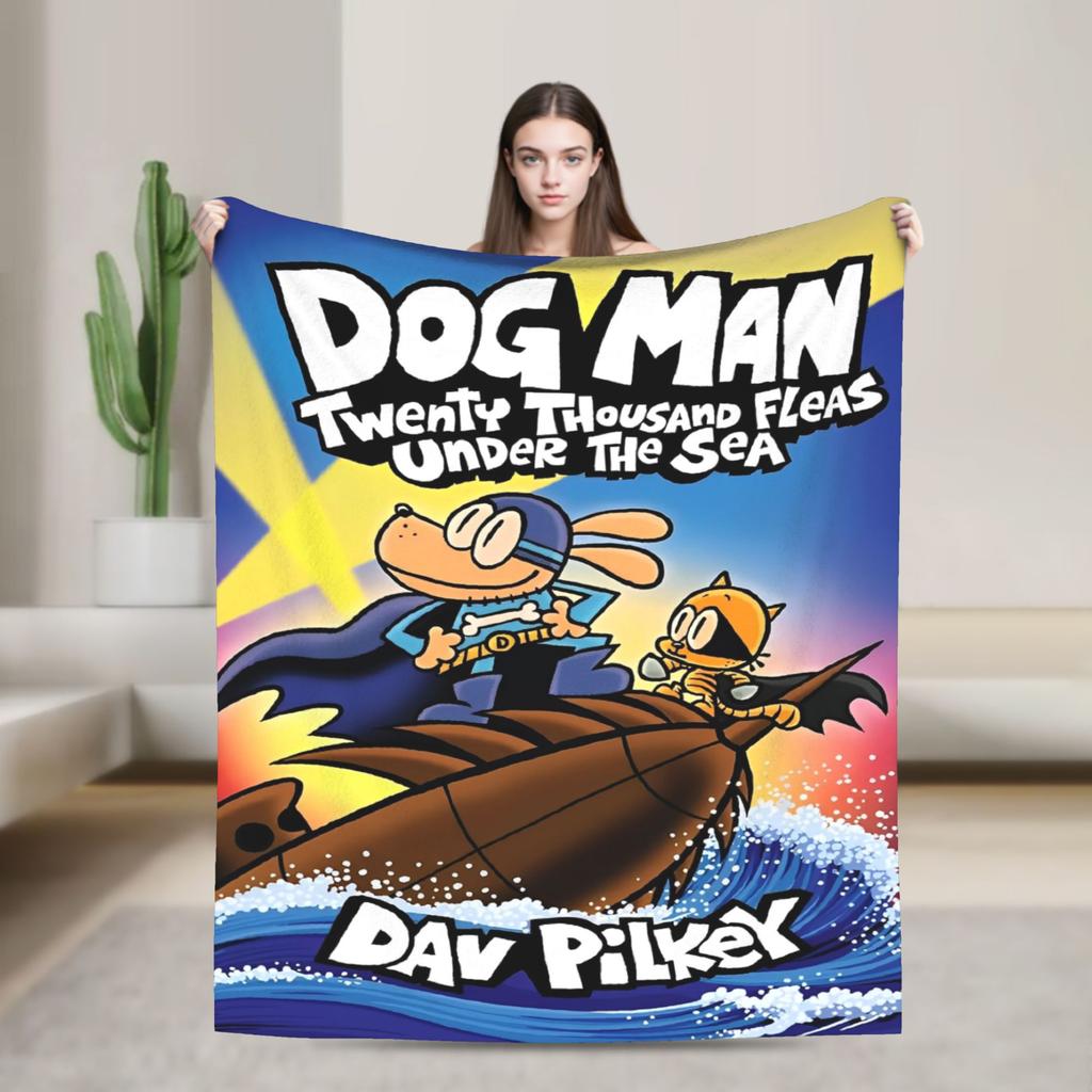 Dog Man Dogman Movie Comic Blankets Cartoon Flannel Awesome Breathable Throw Blankets for Coverlet Summer