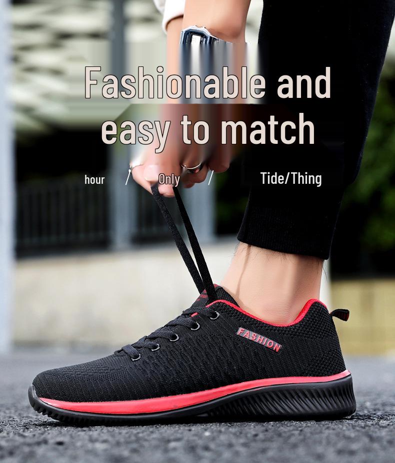 2025 Korean Style Plus Size Men's Flyknit Running Shoes – Trendy Casual Sports Footwear