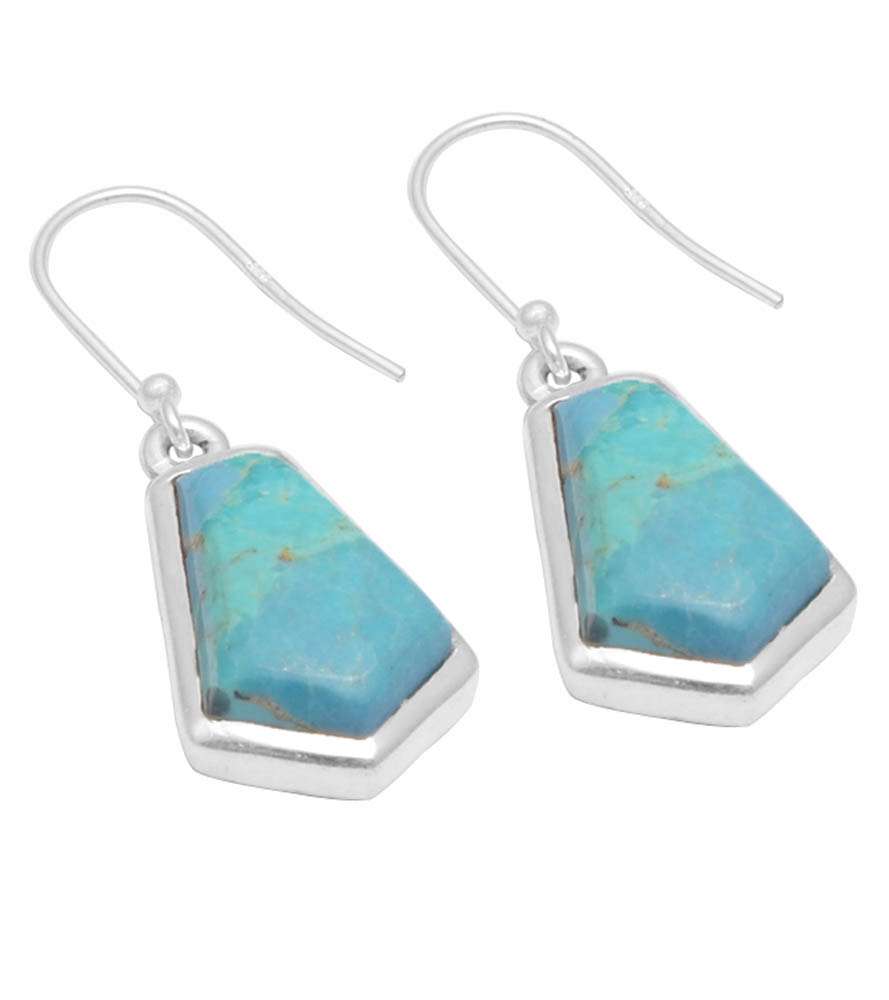 

Серьги с бирюзовым драгоценным камнем, твердые серьги из стерлингового серебра 925 пробы, серьги ручной работы, ювелирные изделия, подарок для женщин и девочек E-2553