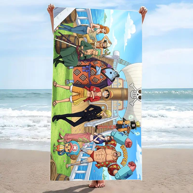 Luffy Zoro Anime Print Beach Towel, Large Soft Quick Dry Towel for Beach Camping Swimming