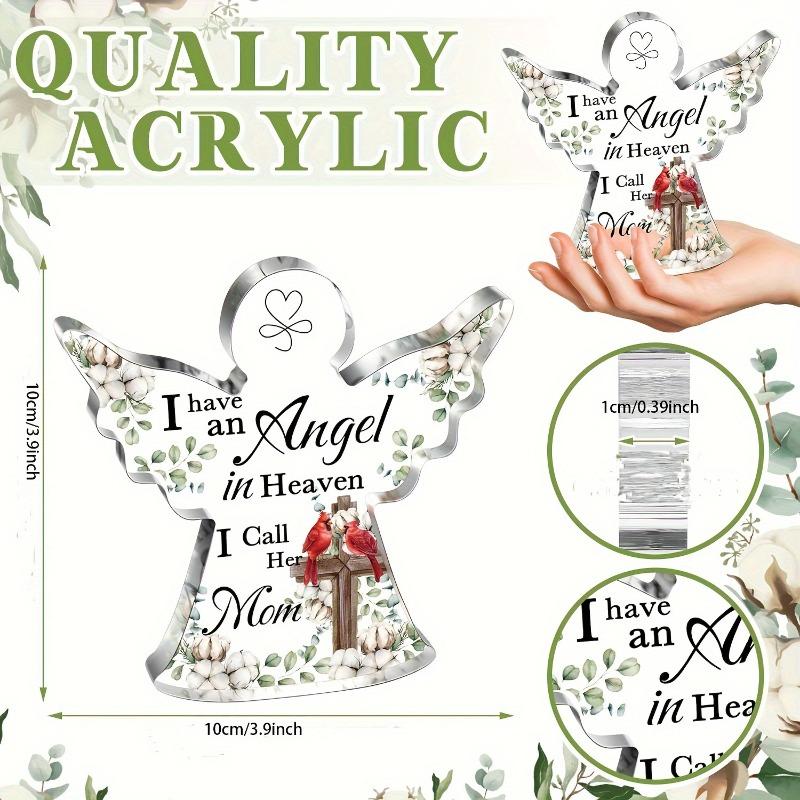 2D Flat "I Have An Angel in Heaven, I Call Her Mom" Angel Acrylic Desk Decor Plaque, Suitable for wall decoration, porch, room, villa, accents Home, H