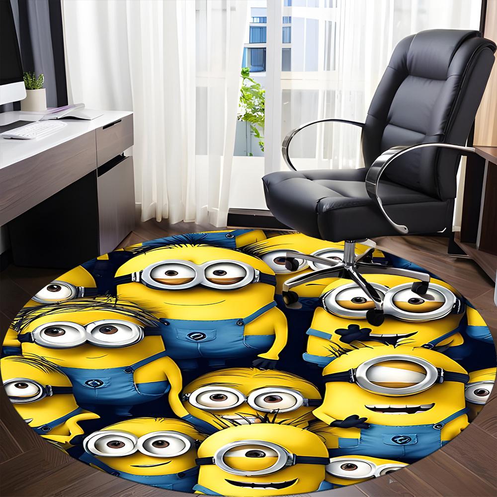 1pz Tappeto Rotondo Ufficio Minions, Tappetino da Interno Adatto per Ufficio, Camera da Letto Soggiorno Decorazione Casa, Decorazione Stanza, Offic a0928122