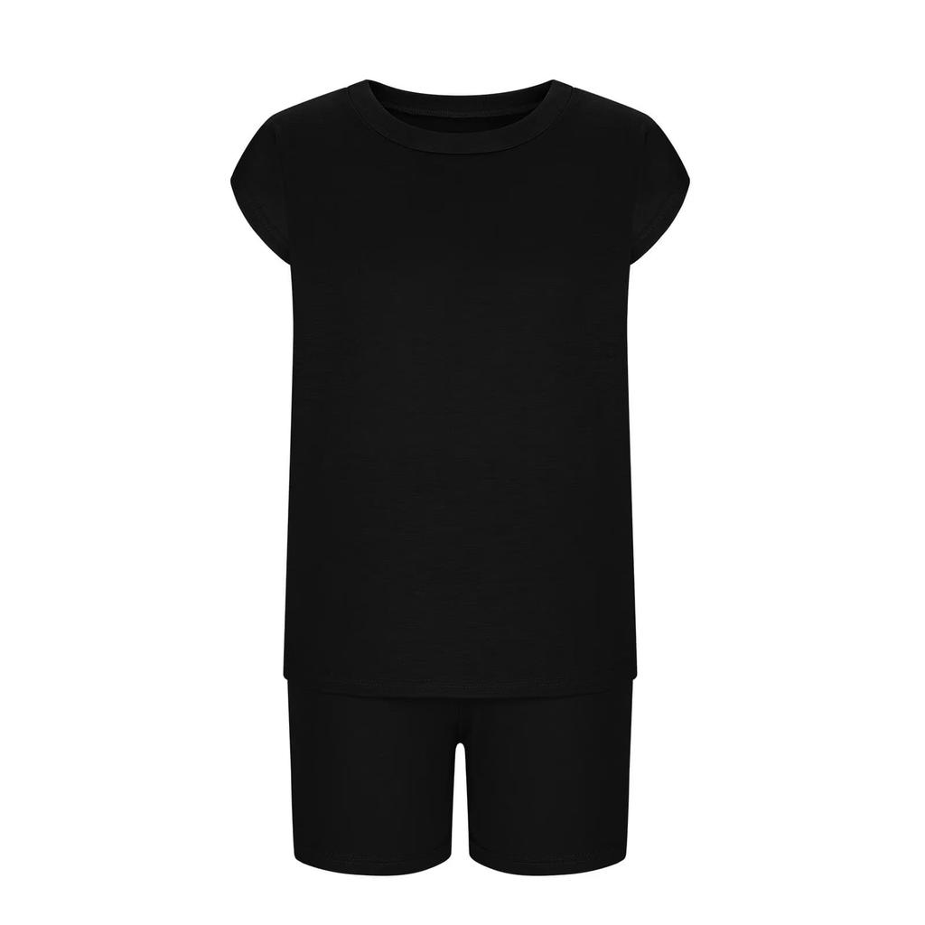 Einfaches Kurzarm-Oberteil und Shorts Set für Mädchen Lässiges Stilvolles Zweiteiliges Outfit