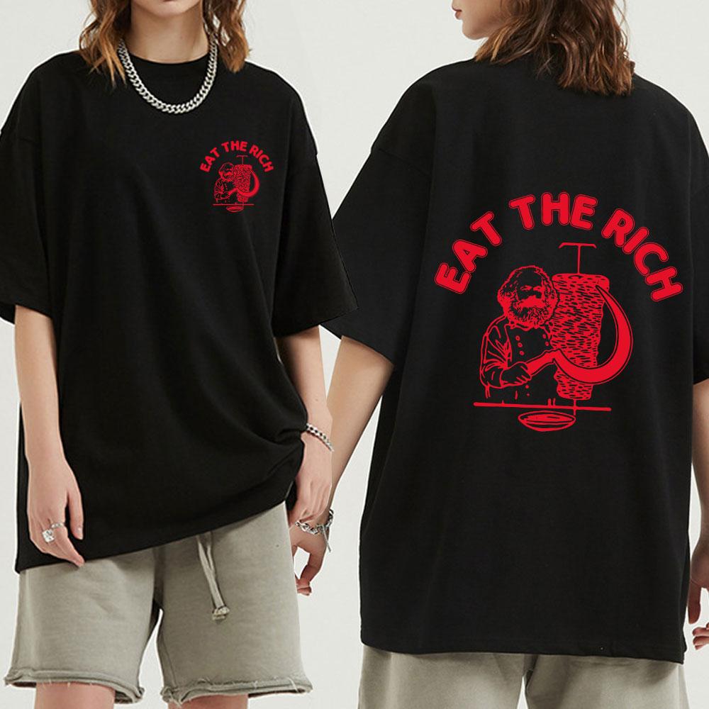 Funny Eat The Rich Doner Kebab T-Shirt Men's Cotton Casual Short Sleeve T-shirts Fashion Vintage Tee Shirt Oversized Streetwear
