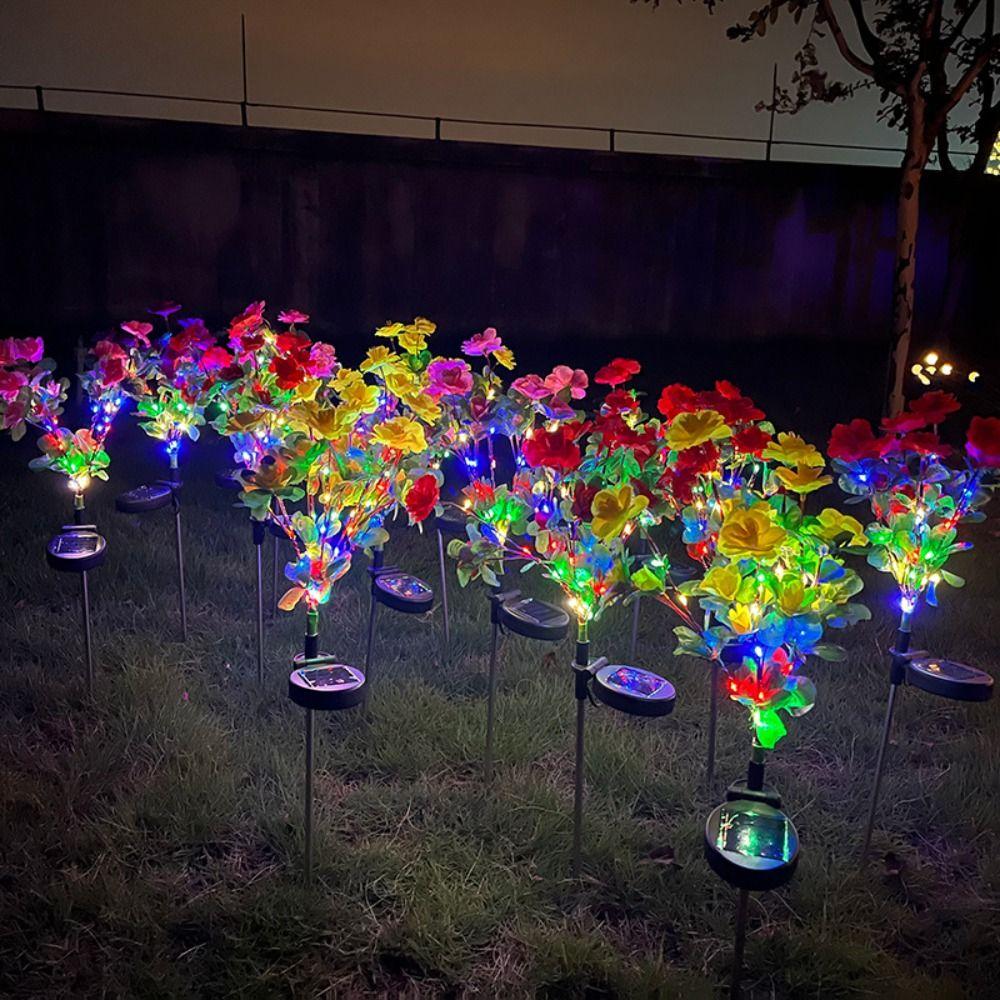 LED Azalea Solar Flowers Lights Waterproof Landscape Lawn Lamp Garden Lights  Pathway Patio