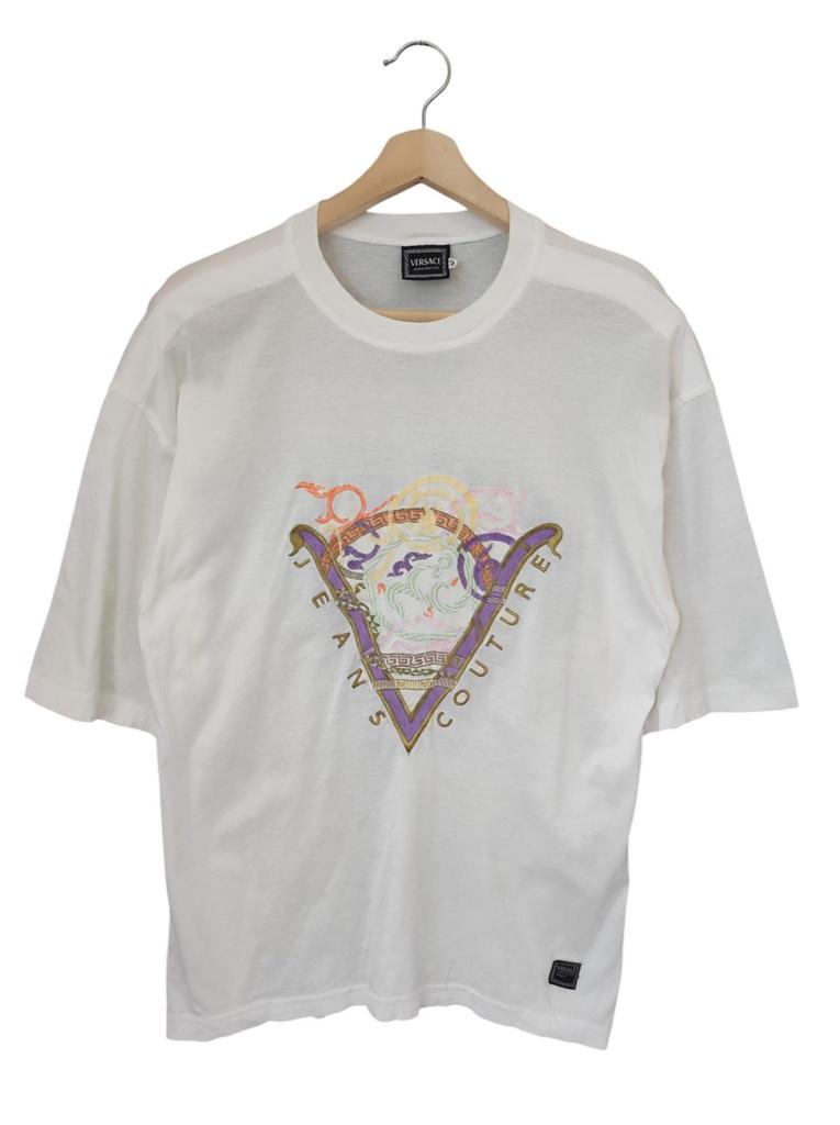 חולצת Versace Jeans Couture Versus Versace Medusa וינטג' Versace Jeans איטליה גדולה חולצה יוקרתית חידוש אופנה עילית Versace Spell Out מידה M