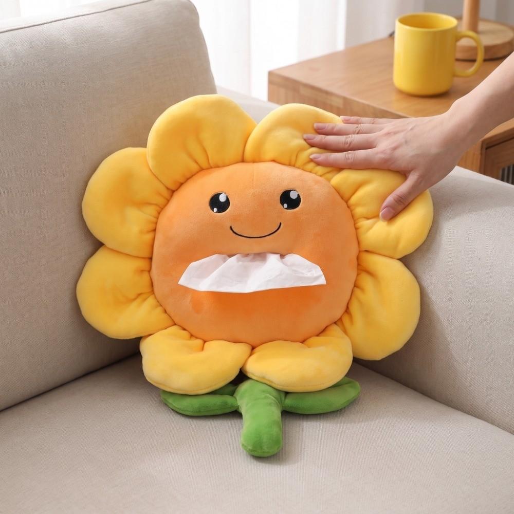 28 x 28 cm Sunflower Plush Car Tissue Box Car Rear Seat Backrest Tissue Storage