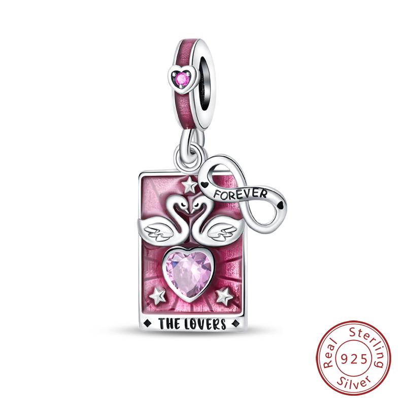 100% Copper Exquisite Tarot Cards Bracelet Pendants Blood Red Fire Snake Rose Charms Beads Diy Jewelry For Women