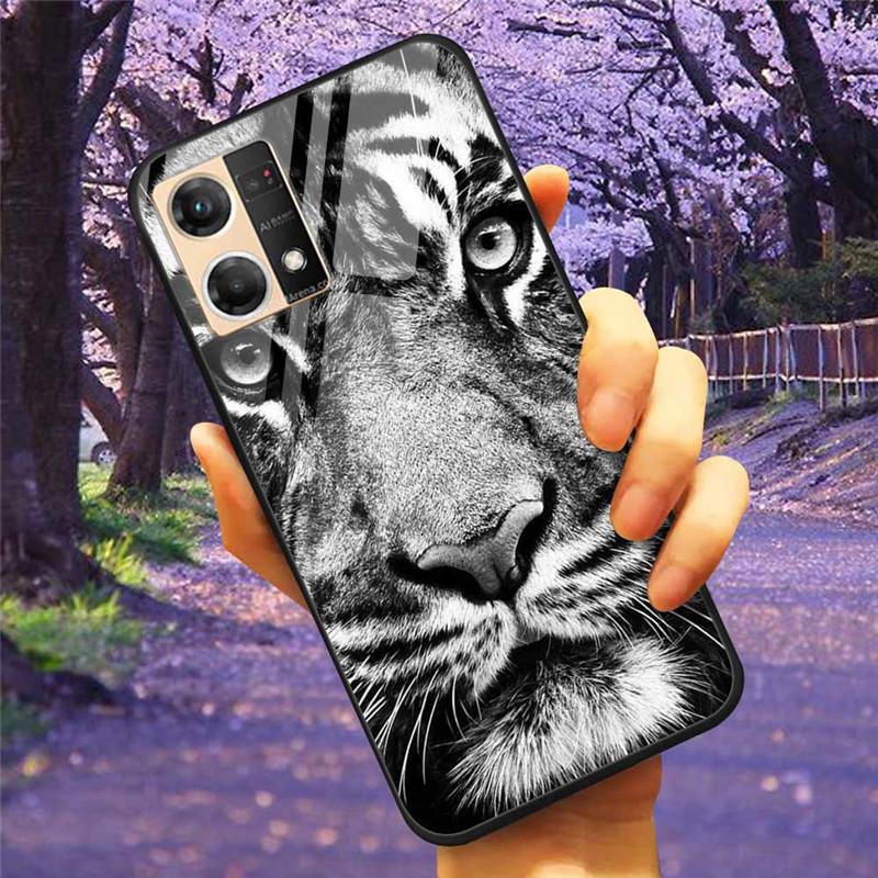 For Oppo Reno7 4G Case Fashion Tempered Glass Moon Star Bumper Cases for Oppo Reno 7 4G Phone Cases CPH2363 Luxury Funda Capa