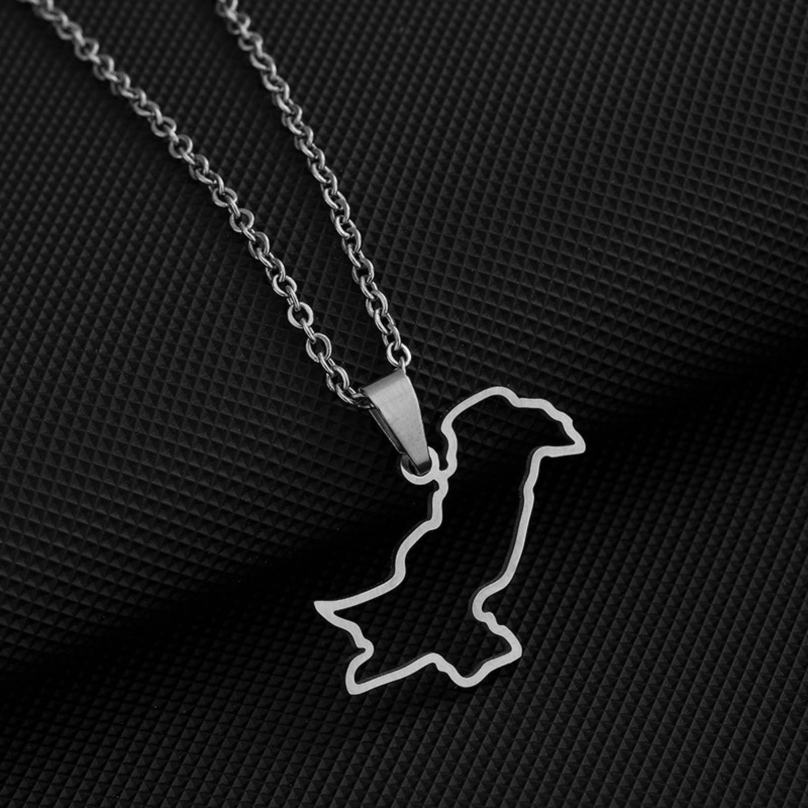 Map of Pakistan Pendant Necklace for Women Men Stainless Steel Jewelry Ethnic Accessories