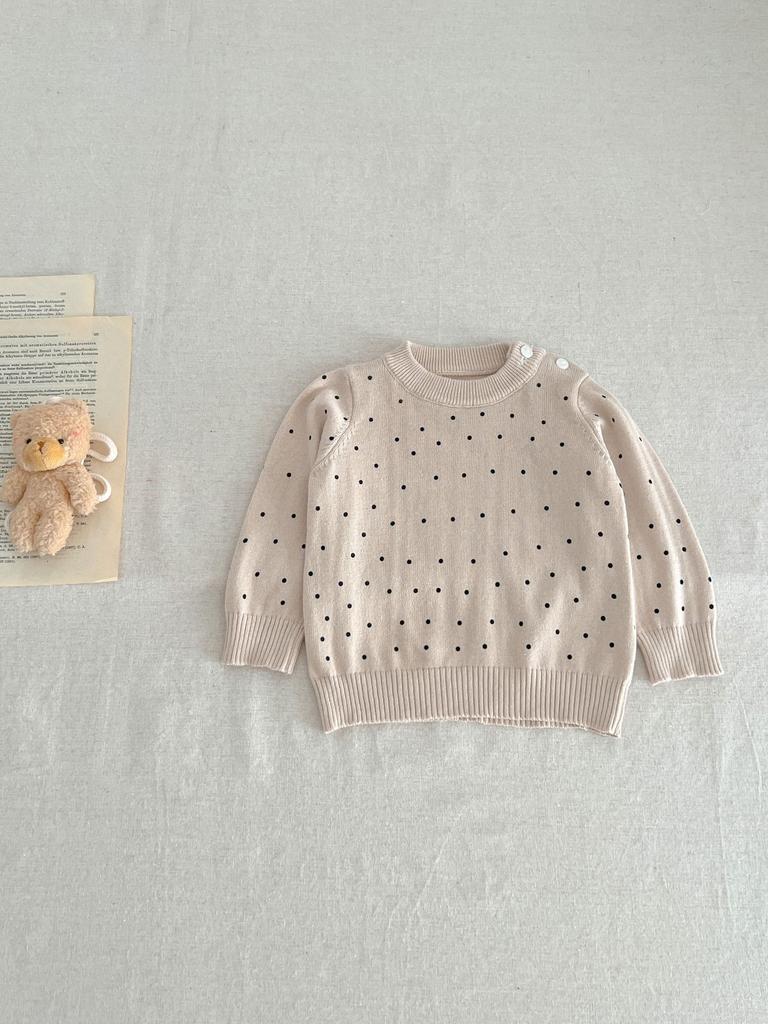 Maglioni per neonati per ragazzo e ragazza, maglione in cotone neonato con scollo tondo a righe e fondo a pois