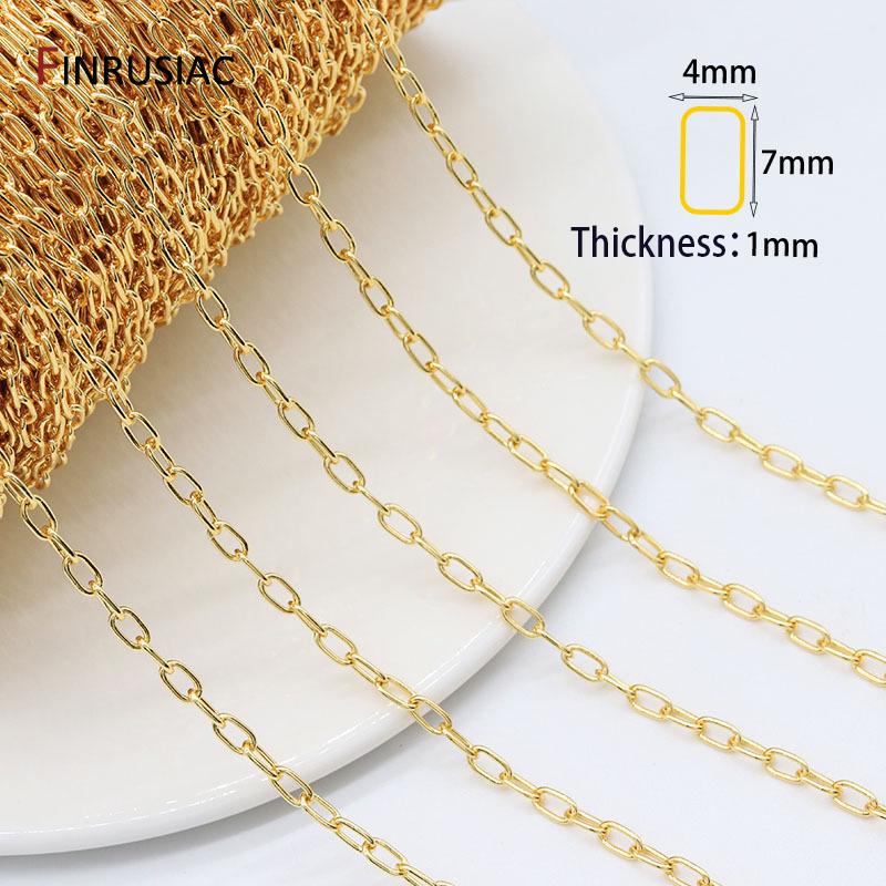 Multi Styles 14K Gold Plated Brass Necklace Chain Bulk for Jewelry Making Findings,DIY Jewelry Making Components Wholesale
