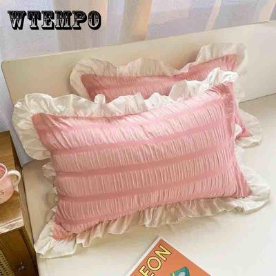 Pillowcase Princess Pillow Cover Cute Solid Color Single Lace Cushion Cover Women Removable and Replaceable Ruffle Trim