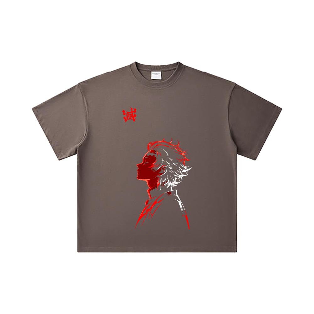 260 GSM Double Yarn 32 Count 100% Cotton Demon Slayer V108 Tanjiro Print Unisex Heavy Cotton T Shirt
