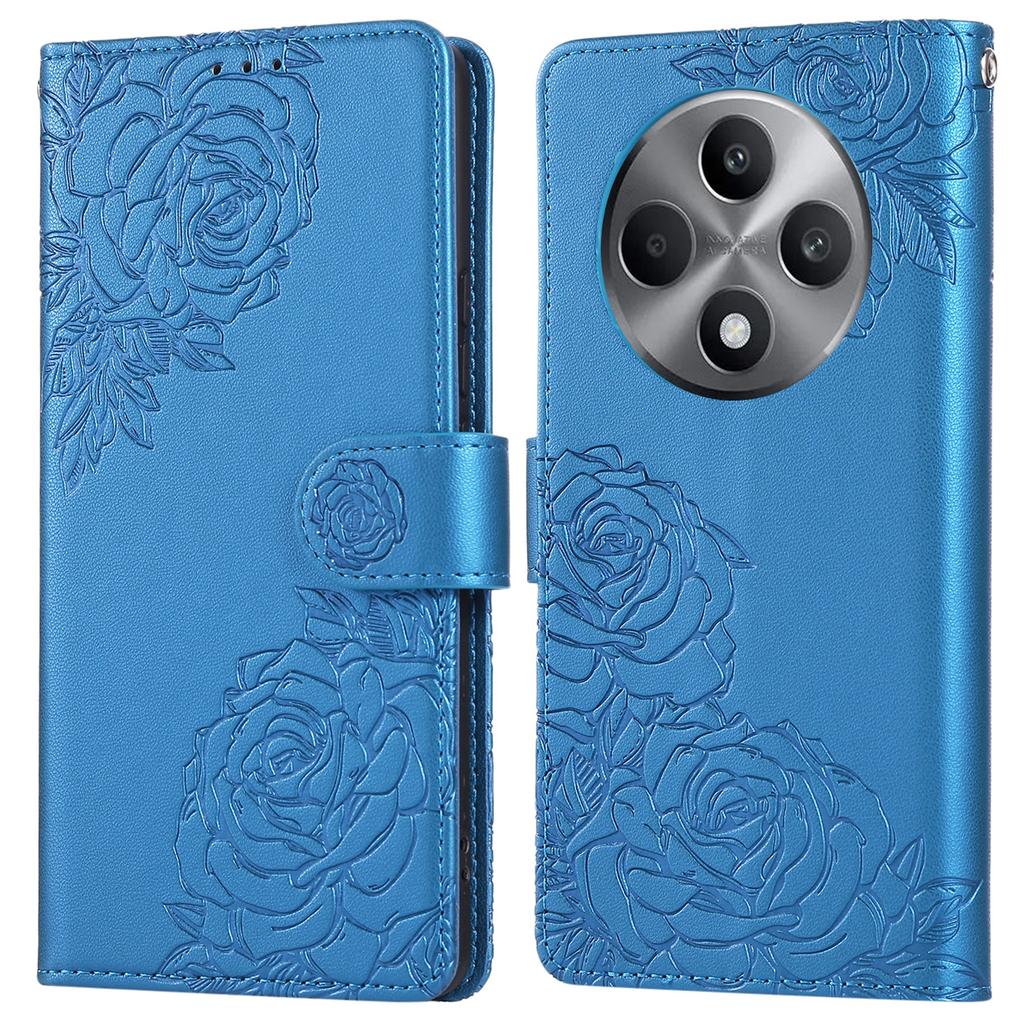 For Oppo Reno12 F 5G/4G Case Rose Flower PU Leather Wallet Phone Cover with 3 Card Slots