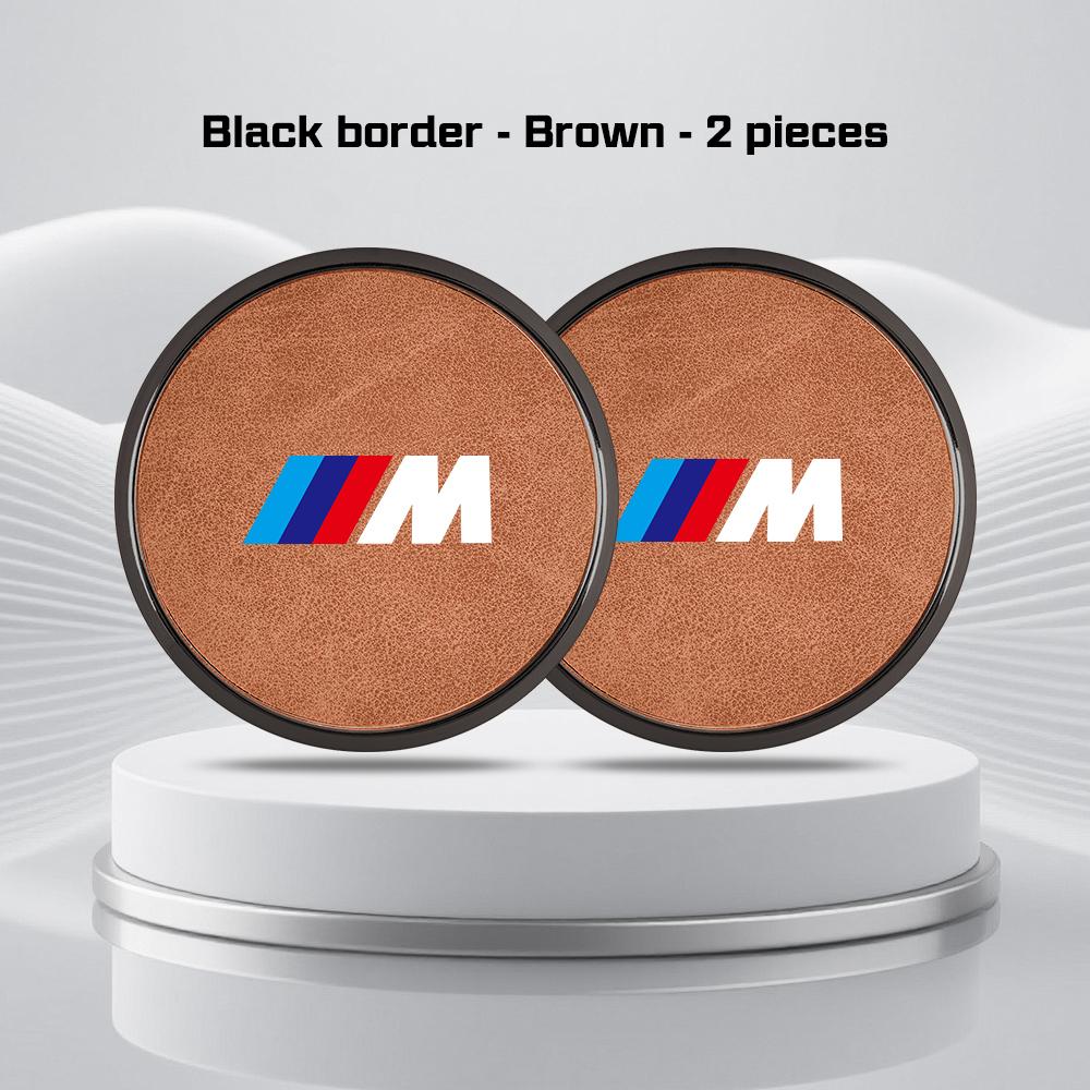 Alloy Leather Car Coaster Water Cup Mat for BMW E38 E46 E60 E70 F48 F30 F07 E92 G11 G32 G70 M M3 M5 M6 Anti-slip Pad Accessories sdbr2