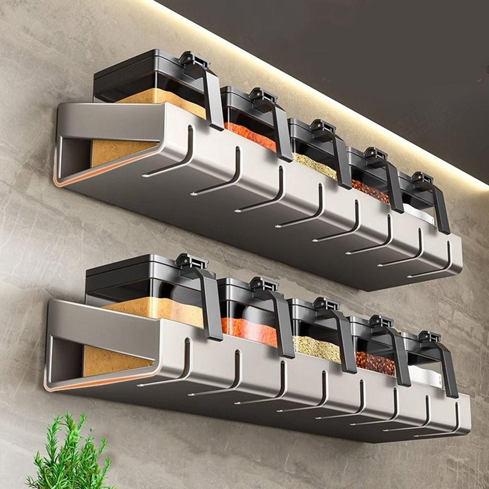 Wall Mounted Spice Storage Rack Non-Punching Condiment Rack  Bathroom