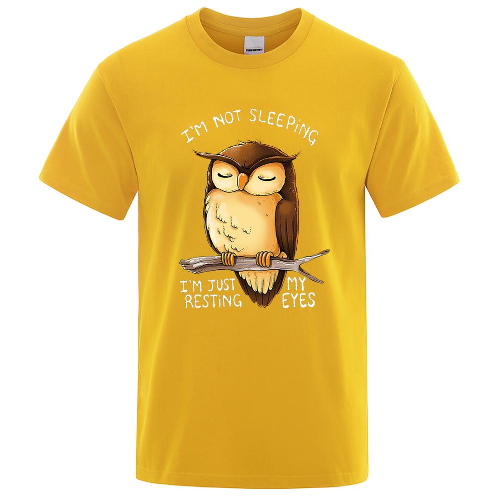 I'M Just Resting My Eyes Owl Cartoons Print Mens Street Clothing Breathable Oversized T-Shirts Brand Tops Cotton