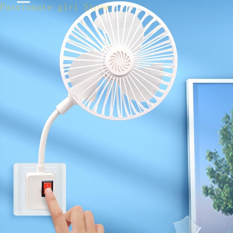 87HA Space Saving 5W Rotatable Socket Fan 360 Degree Adjustable Ventilation System Suitable for Bedroom Kitchen Room