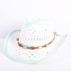 Popular European and American fashion hollow woven hat straw hat men's and women's classic outdoor western denim straw hat