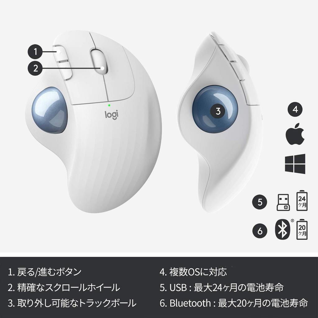 Logitech Wireless Trackball Mouse M575OW Bluetooth Unifying 5-Button Trackball Mouse Wireless Mouse for Windows, Mac, iPad, etc. Up to 24 Months Batte
