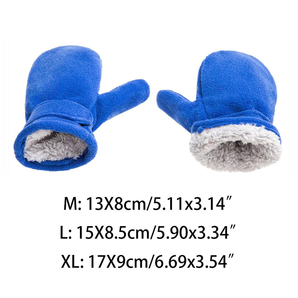 Thick Polar Fleece Mittens for Children Boys Girls Winter Gloves Warm Skiing Gloves Adjustable Lined Gloves Hand Warmers