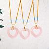 Natural Rose Crystal Openwork Heart Charm Necklace Bohemian Braided Rope Chain Dainty Feminine Gift For Her