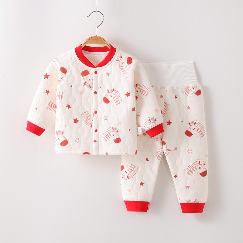 Detská jesenná a zimná trojvrstvová hrejivá bavlnená súprava spodnej bielizne pre chlapcov a dievčatá