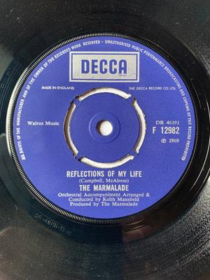 7-Zoll Schallplatte MARMALADE - Reflections Of My Life F12982 Decca 1969 UK Rock Gebraucht
