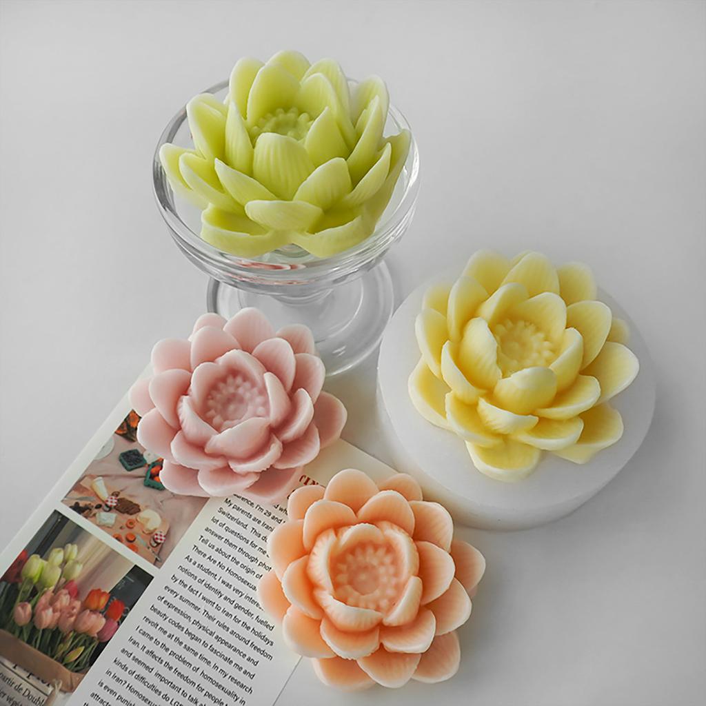 Statue Moulds Crafts Mold Silicone Candle Mold Lotusflower Shape Handmade Craft Mold Silicone Ornament Molds for Statue