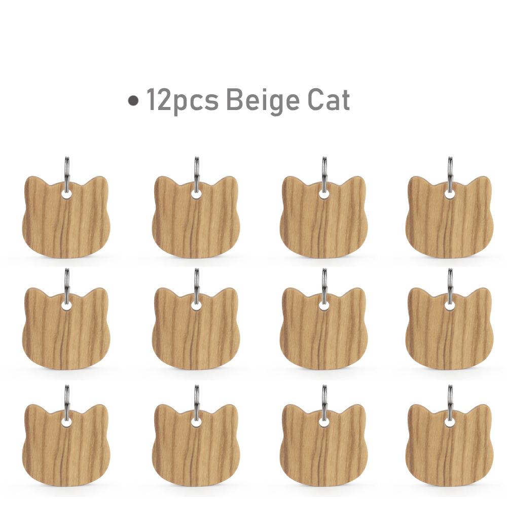 12pcs Wholesale Cat Collar Accessory Wood Dog Bone Puppy Blank Nameplate Round Tags For Dogs Keyrings