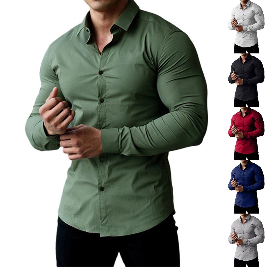 Men's  Sports  Fitness  Business  Leisure  Flip Collar  Long Sleeves  Shirt