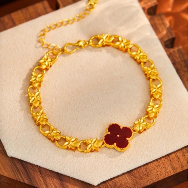 Enamel Four-leaf Clover Bracelet for Women, Light Luxury Versatile Lucky Clover Enamel Resin Fashion Commuter Jewelry