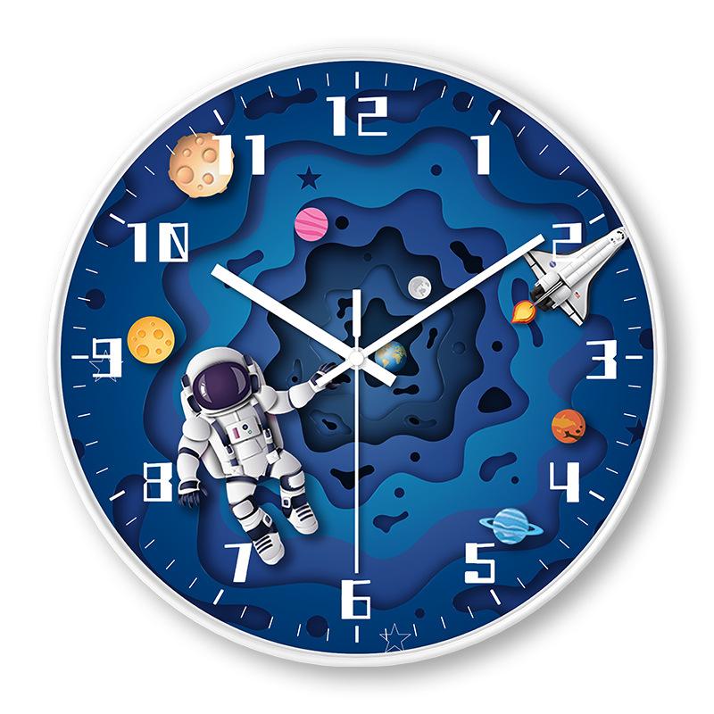 Children's Room Creative Personality Astronaut Space Wall Clock Modern Simple Home Silent Clock