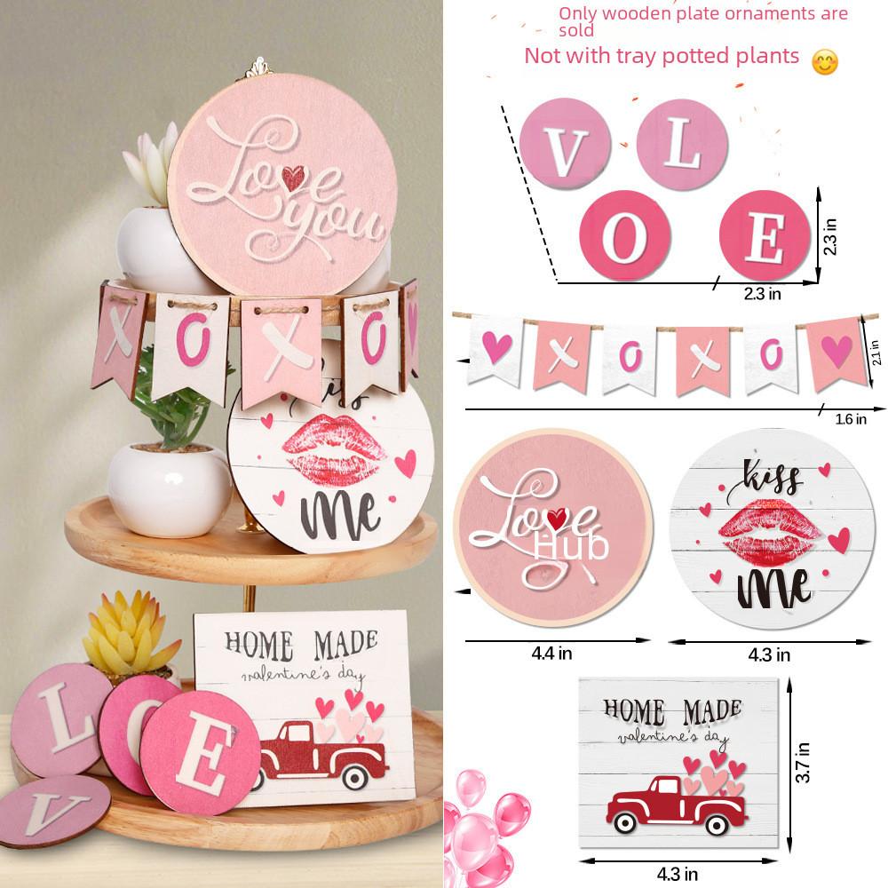 Day Festive Valentines Wooden Tray Signs With Playful Themes For Home Styling