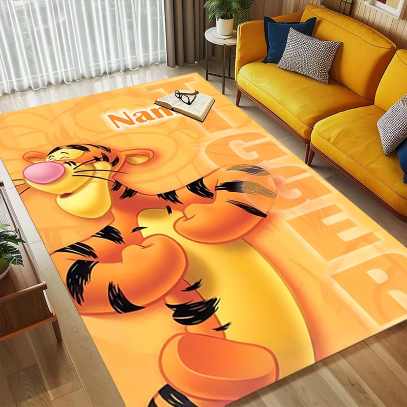 Custom Name Winnie Pooh Party Living Room Non-Slip Area Rug Soft Carpet for Bedroom Kids Playroom Sofa Office Home Decor Doormat