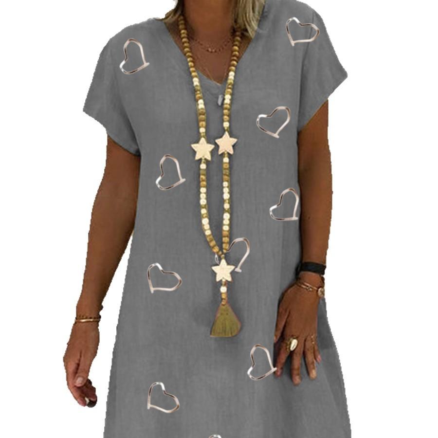 V-neck new dress long fashion loose women's clothing