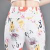 2024 Summer Women's Slimming Stretchy Micro-flare Long Pants with Printed Elastic Waist