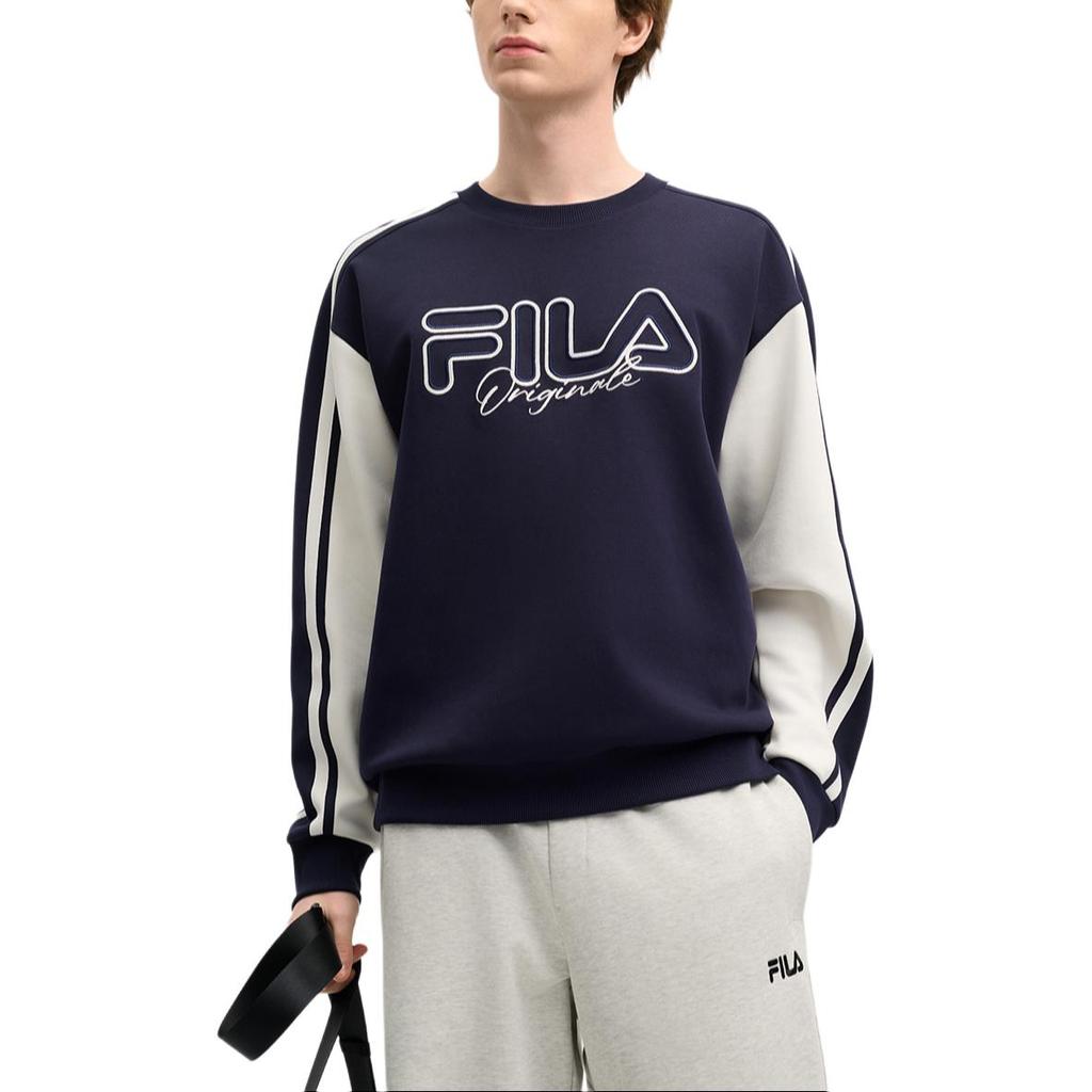 Fila Fashionable Versatile Comfortable Pullover Round Neck American Retro Color Block Letter College Style Sweatshirt Men Sweatshirt F11M519202FDB