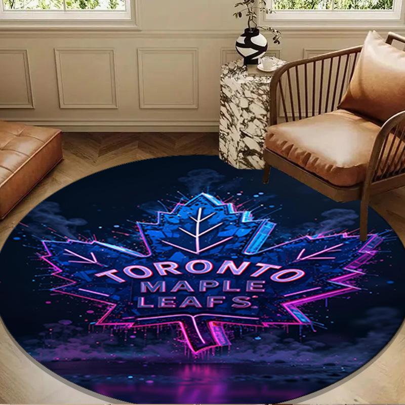 Maple Leafs Emblem Round Rug for Livingroom,Bedroom, Palyroom, Chair Rug, Area rug, Circle Carpet, Large Size Decor Fan Christmas gift