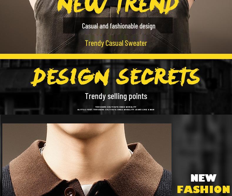 Men's High-End Heavyweight Cotton Color Block Polo Sweater - 2025 Spring/Autumn Collection