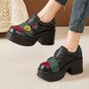 Fashion GKTINOO Handmade Retro Style Women Platform Shoes Spring Summer Genuine Leather Wedges Heel Pumps Casual Shoes