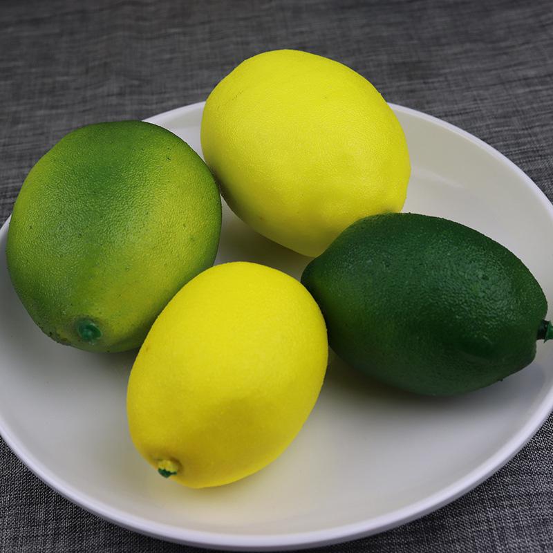5Pcs Yellow/Green Artificial Fake Lemons Realistic Faux Fruits Photography Props For Home Kitchen Table Decoration