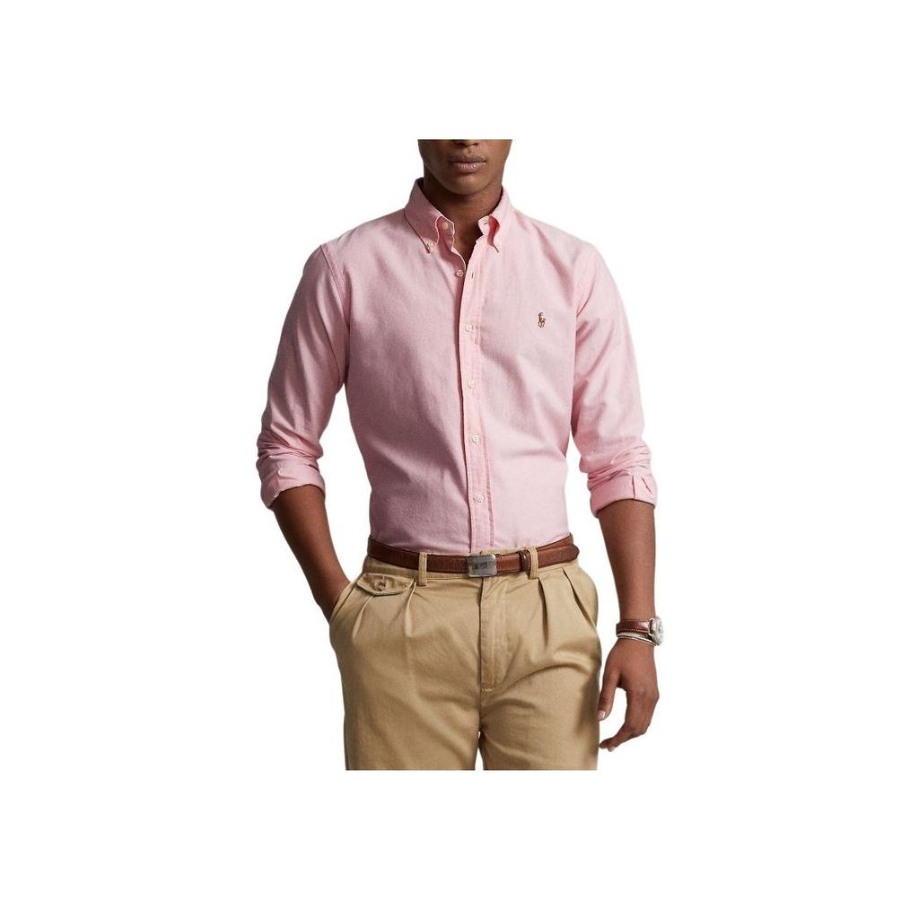 Polo Ralph Lauren SS24 Logo Embroidered Slim Fit Pointed Collar Long Sleeve Shirt Men Shirts Pink MNBLWOVM2G10121-D53